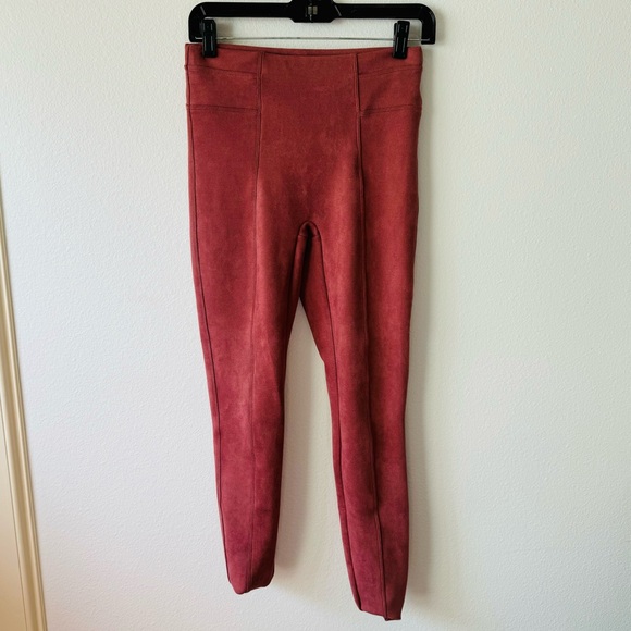 Spanx Faux Suede Leggings Rich Rise Pink High Wasited Rise Shaping - Picture 8 of 8
